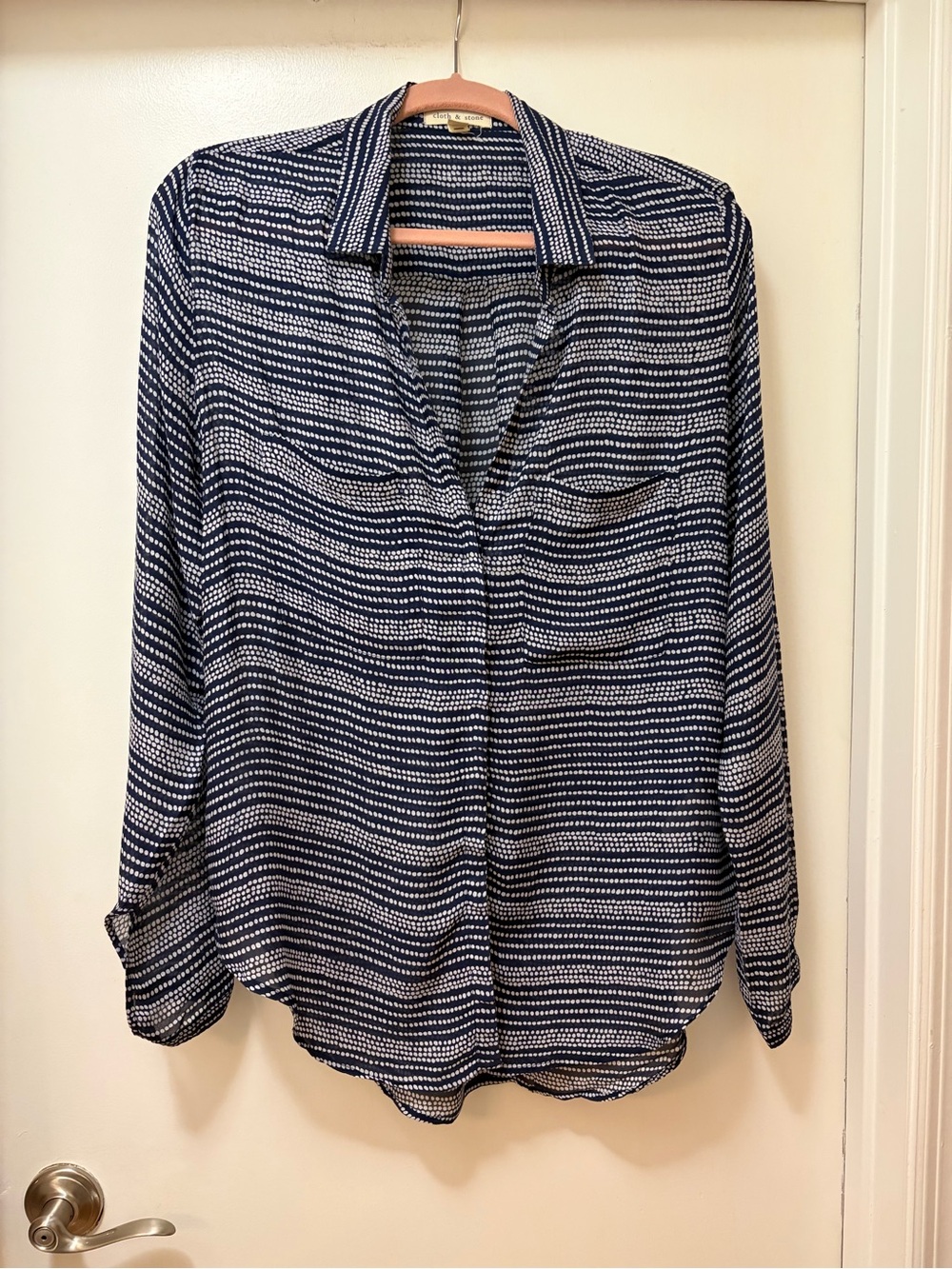 cloth & stone Navy and White Striped Button-Front Shirt